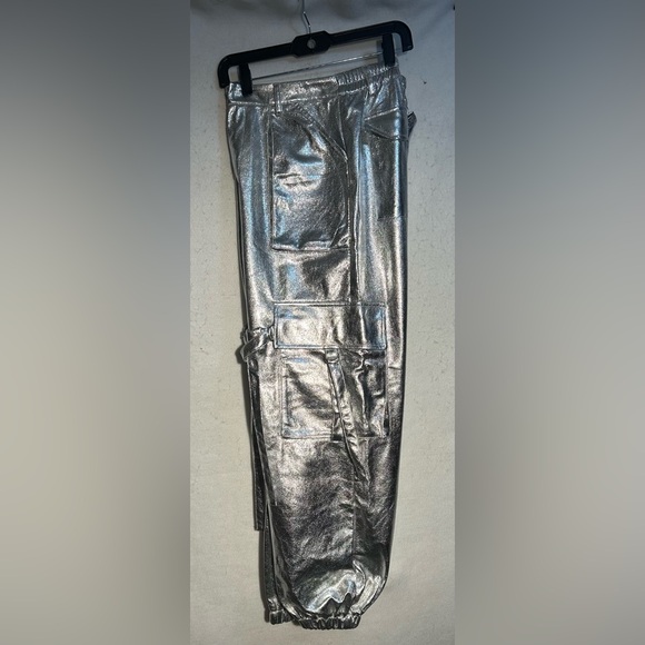 Hot & Delicious Silver Cargo Pants Metallic Shine - Picture 15 of 16
